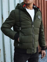 Men's winter quilted jacket with hood green Dstreet