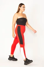 Şans Women's Plus Size Red Cup Detailed Sport Leggings Trousers