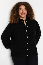 Trendyol Curve Black Stone Buttoned Knitted Cardigan