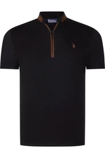 T8571 DEWBERRY ZIPPERED MEN'S T-SHIRT-PLAIN BLACK