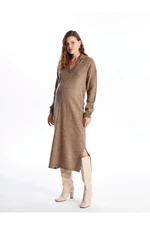 LC Waikiki Polo Neck Plain Long Sleeve Maternity Knitwear Dress