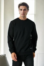 64602 Dewberry Basic Crew Neck Mens Sweatshirt-BLACK