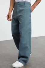 Trendyol Indigo Straight Fit Gabardine Baggy Trousers