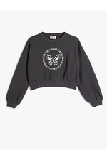 Koton Oversize Sweatshirt Butterfly Printed Long Sleeve Crew Neck Cotton