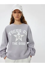 Koton Oversize Crew Neck Sweatshirt College Printed Raised