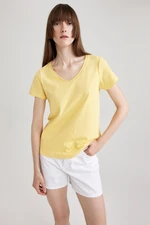 DEFACTO Regular Fit V Neck 100% Cotton Basic Short Sleeve T-Shirt