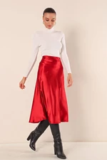 Bigdart 15806 Satin Skirt - Burgundy