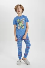 DEFACTO Boys' Printed Short Sleeve Pajamas Set