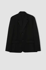 DEFACTO Relax Fit Jacket Collar Lined Buttoned Basic Plain Blazer Jacket