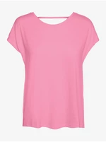 Ružové tričko s výstrihom na chrbte VERO MODA Ulja June - Ženy