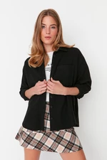 Trendyol Black Shirt Jacket with Woven Buttons