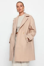 Trendyol Beige Oversize Wide Cut Long Stitched Coat