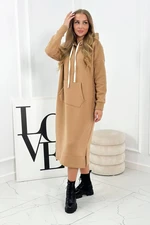 Long dress with hood Camel