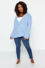 Trendyol Curve Light Blue Asymmetrical Knitwear Cardigan