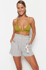 Trendyol Striped Belted Weave Ruffled Shorts & Bermuda