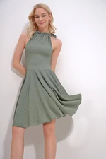 Trend Alaçatı Stili Women's Green Green Collar Flared Dress