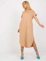 Oversize camel dress with short sleeves OCH BELLA