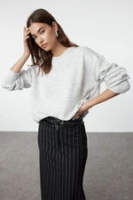 Trendyol Light Grey Wide Pattern Soft Texture Knitwear Sweater