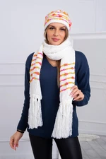 Women's set with scarf Anika K304 ecru + orange