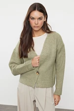 Trendyol Khaki Deep Neck Soft Textured Knitted Cardigan