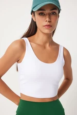 Happiness İstanbul Women's White Strappy Shaping Knitted Sports Bra