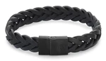 Rebel&Rose Čierny kožený náramok Braided Black Black RR-M0026-B 16,5 cm - S