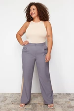 Trendyol Curve Grey High Waist Side Seam Wide Leg/Wide Cut Woven Fabric Trousers