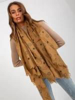 Women's dark beige scarf with print