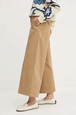 Kalhoty Weekend Max Mara dámské, béžová barva, jednoduché, high waist, 2425136011600