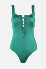 Trendyol Green Eyelet and Tie Detailed Swimsuit