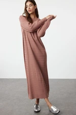 Trendyol Dusty Rose Self-Patterned Knitwear Dress