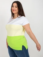 White and yellow cotton blouse of larger size