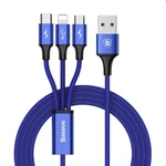 Baseus Rapid Series 3v1 kábel USB-A/Micro-USB+Lightning+USB-C 3A 1.2m, modrý