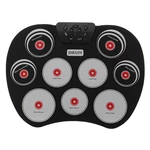 Portable Electronics Drum Set Roll Up Drum Kit 9 Silicone Pads USB Powered with Foot Pedals Drumsticks USB Cable