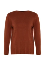 Trendyol Curve Brown Sleeve Button Detailed Knitwear Sweater