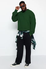 Trendyol Khaki Plus Size Oversize Fit Wide Fit Crew Neck Basic Knitwear Sweater