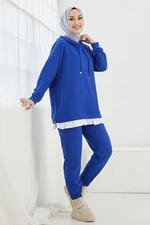 InStyle Losya Zippered Sides Hoodie Double Suit - Sax