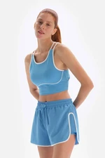 Dagi Light Blue Women's Sports Bra with Low Cut Back