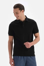 Dagi Black Pique Polo Neck T-Shirt