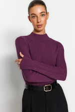 Trendyol Purple Stand-Up Collar Knitwear Sweater