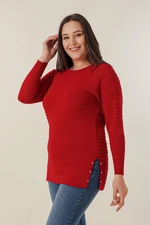 By Saygı Stone Detailed Side Plus Size Sweater