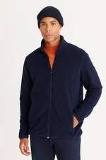 AC&Co / Altınyıldız Classics Men's Navy Blue Anti-pilling Anti-Pilling Standard Fit High Bato Collar Sweatshirt Fleece Jacket