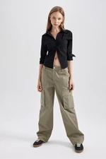 DEFACTO With Cargo Pocket Wowen Fabrics Pants