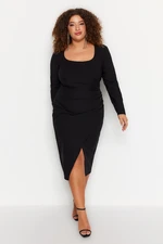 Trendyol Curve Black Fitted Midi Dress