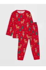 LC Waikiki Crew Neck Long Sleeve Christmas Themed Baby Boy Pajamas Set