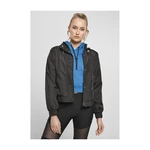 Women's Oversized Glossy Crinkle Nylon Jacket Black