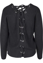 Women's lace-up sweater in black