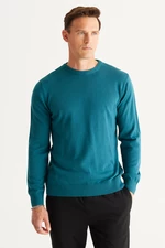 ALTINYILDIZ CLASSICS Men's Petrol Standard Fit Normal Cut Crew Neck Knitwear Sweater