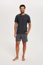 Men's pyjamas Abel, short sleeves, short legs - graphite/print