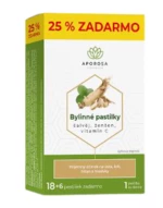 APOROSA Bylinné pastilky šalvia, ženšen, vitamín C 18+6 pastilek 24 ks